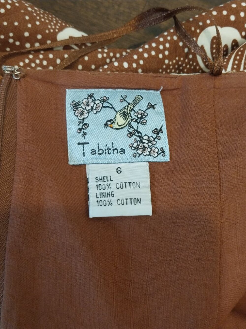 TABITHA Anthropologie Strapless Dress 6 S Brown Floral Fit Flare Cotton Lined - Picture 4 of 13